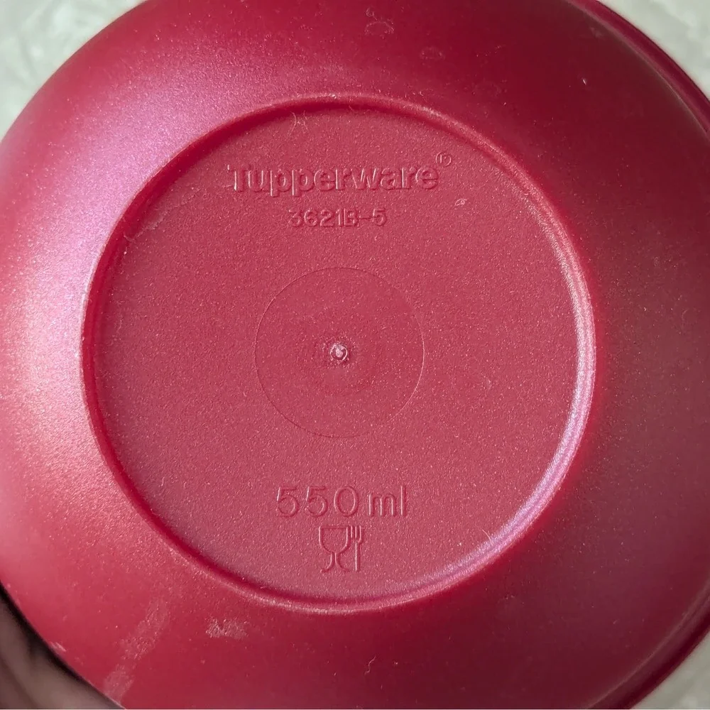 Tupperware 550ml Snack‎ Cup Bowls with Lids Set of 2 Burgundy Red 3621B-5